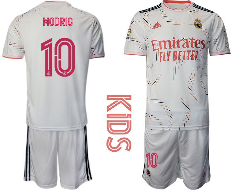 Youth 2021-2022 Club Real Madrid home white #10 Adidas Soccer Jersey